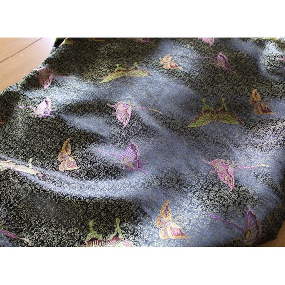 VTG Robert Louis Butterfly Print Silk Jacket M - Picture 13 of 14